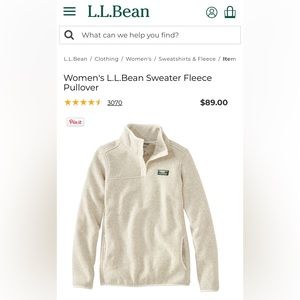 LL Bean pullover fleece